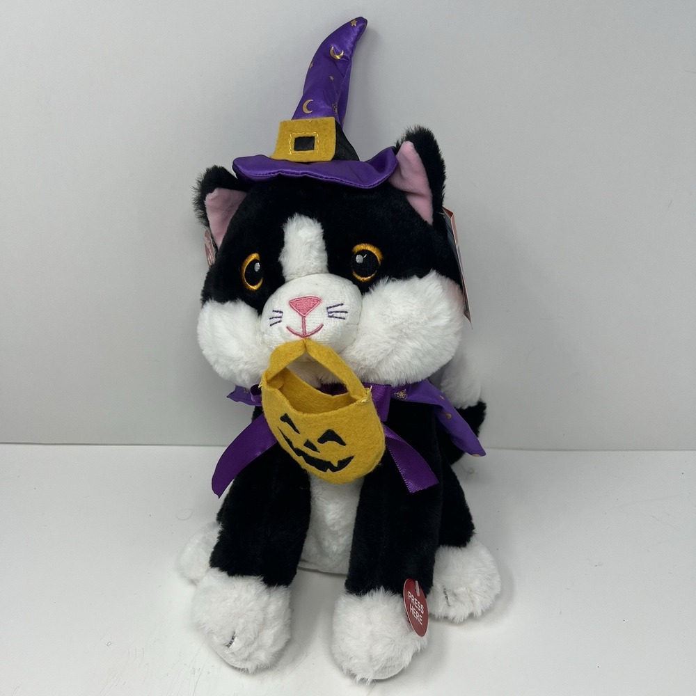 Cuddle Barn Animated Cat Plush 10 Inch Multicolor Trick Or Treat Tammy Talking